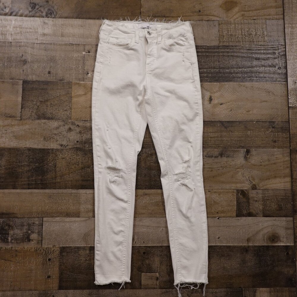 Vervet White Distressed Skinny Jeans Women’s Size 25 Raw Hem Crop High Rise